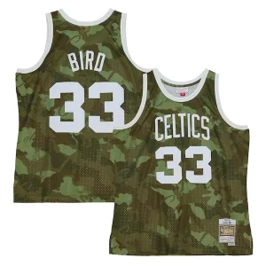 Larry Bird Boston Celtics Eye - catching Hardwood Classics 1985/86 Ghost Green Swingman Jersey Camo Great for Fans