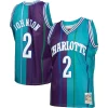Larry Gorgeous Johnson Charlotte Hornets Hardwood Classics Split Swingman Jersey Teal/Purple Ideal for Collectors