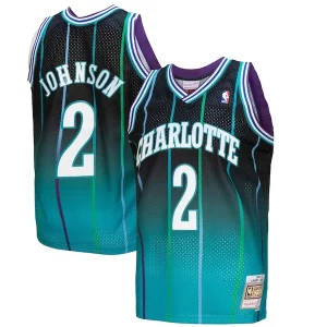 Larry Johnson Charlotte Hornets 1992/93 Hardwood Classics Fadeaway Swingman Player Jersey Teal/Black Gorgeous Great for Fans