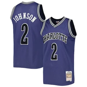 Larry Johnson Charlotte Hornets 1994/95 Hardwood Classics Off Court Swingman Trendy Jersey Purple Great for Fans