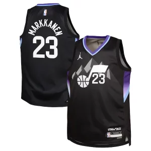 Lauri Markkanen Utah Jazz Eye - catching Jordan Brand Youth Swingman Jersey Statement Edition Black Perfect for Game Day