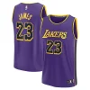 LeBron Eye - catching James Los Angeles Lakers Youth Fast Break Replica Player Jersey Statement Edition Purple Ideal for Collectors