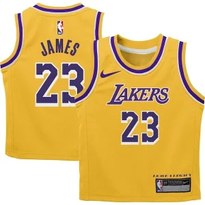 LeBron James Los Angeles Lakers Nike Preschool Dri FIT Swingman Player Jersey Elegant Icon Edition Gold Ideal for Collectors