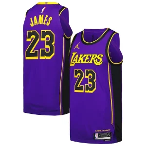 LeBron James Los Angeles Lakers Jordan Brand Authentic Player Chic Jersey Statement Edition Purple for Basketball Enthusiasts