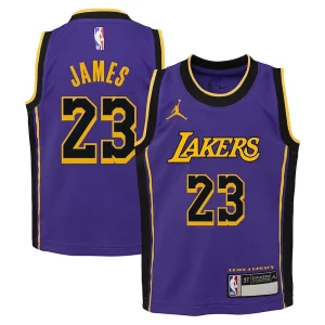 LeBron James Los Angeles Lakers Jordan Brand Preschool 2022/23 Dri FIT Replica Jersey Statement Edition Purple Eye - catching Ideal for Collectors