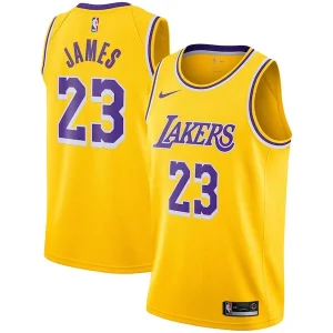 LeBron James Los Angeles Lakers Nike Swingman Player Jersey Gold Icon Edition Trendy for Basketball Enthusiasts