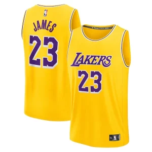 LeBron James Los Angeles Lakers Youth Fast Break Fabulous Replica Player Jersey Icon Edition Gold Must - Have for Jerseys Lovers
