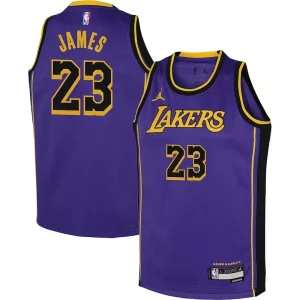 LeBron James Los Angeles Lakers Jordan Brand Youth Performance Swingman Trendy Jersey Statement Purple for Basketball Enthusiasts