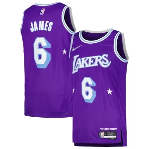LeBron James Los Elegant Angeles Lakers Nike Swingman Player Jersey City Edition Purple for Basketball Enthusiasts