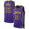 LeBron James Stylish Los Angeles Lakers Jordan Brand Unisex Swingman Jersey Statement Edition Purple Great for Fans