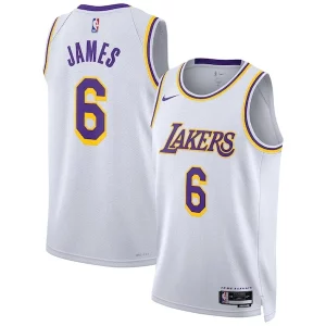 LeBron James Stylish Los Angeles Lakers Nike Unisex Swingman Jersey Association Edition White Great for Fans