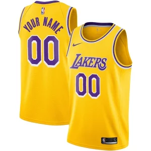 Los Angeles Lakers Nike Custom Swingman Jersey Gold Eye - catching Icon Edition Ideal for Collectors