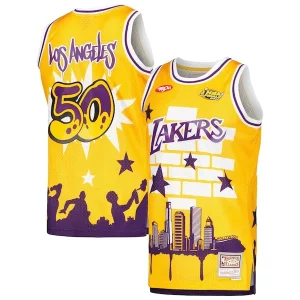 Los Angeles Lakers x Tats Cru Premium Hardwood Classics Fashion Jersey Gold Must - Have for Jerseys Lovers