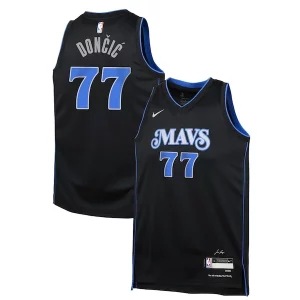 Luka Dončić Dallas Mavericks Nike Fabulous Youth Swingman Replica Jersey City Edition Black Must - Have for Jerseys Lovers