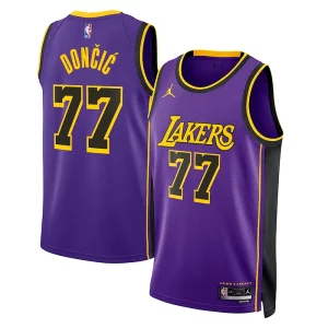 Luka Dončić Trendy Los Angeles Lakers Jordan Brand Statement Edition Swingman Jersey Purple Great for Fans