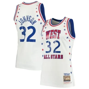 Magic Johnson Los Angeles Lakers Eye - catching 1983 NBA All Star Game Hardwood Classics Authentic Jersey White Perfect for Game Day