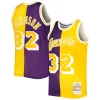 Magic Johnson Los Fabulous Angeles Lakers Hardwood Classics 1984/85 Split Swingman Jersey Purple/Gold Must - Have for Jerseys Lovers
