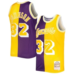 Magic Johnson Los Fabulous Angeles Lakers Hardwood Classics 1984/85 Split Swingman Jersey Purple/Gold Must - Have for Jerseys Lovers