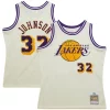 Magic Johnson Los Stylish Angeles Lakers Chainstitch Swingman Jersey Cream Perfect for Game Day