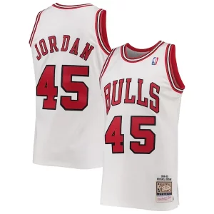 Men's Chicago Bulls Michael Jordan White 1994 95 Stylish Hardwood Classics Authentic Player Jersey Ideal for Collectors