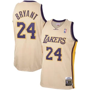 Men's Los Angeles Lakers Eye - catching Kobe Bryant Gold 2008 09 Hardwood Classics Authentic Player Jersey Ideal for Collectors