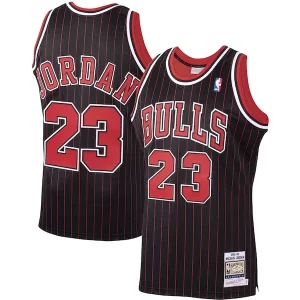 Michael Jordan Chicago Bulls 1995/96 Hardwood Classics Stylish Authentic Jersey Black/Scarlet/White for Basketball Enthusiasts