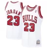 Michael Jordan Chicago Bulls 1997/98 Hardwood Classics Trendy Authentic Jersey White/Black/Scarlet for Basketball Enthusiasts