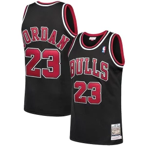 Michael Jordan Chicago Trendy Bulls 1997/98 Hardwood Classics Authentic Jersey Black/Scarlet/White for Basketball Enthusiasts