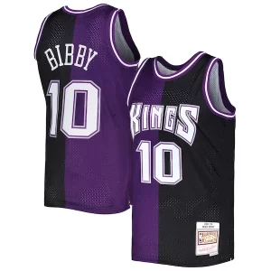 Mike Eye - catching Bibby Sacramento Kings Hardwood Classics 2001/02 Split Swingman Jersey Purple/Black Perfect for Game Day