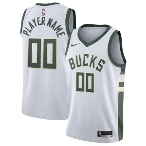 Milwaukee Bucks Nike 2020/21 Gorgeous Swingman Custom Jersey Association Edition White Great for Fans