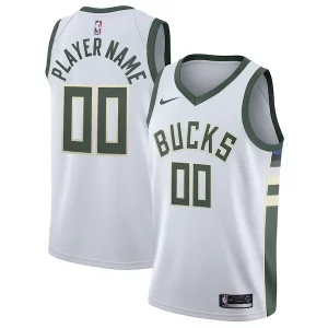 Milwaukee Bucks Nike 2020/21 Swingman Custom Jersey Elegant Association Edition White Great for Fans