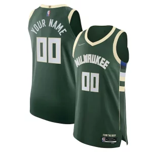 Milwaukee Bucks Nike 2021/22 Diamond Authentic Custom Jersey Icon Elegant Edition Hunter Green Perfect for Game Day
