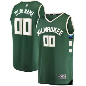 Milwaukee Bucks Youth Fast Break Custom Replica Jersey Hunter Trendy Green Icon Edition Ideal for Collectors
