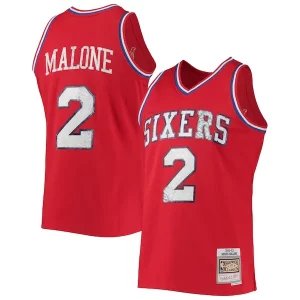 Moses Malone Philadelphia 76ers 1982/83 Hardwood Classics NBA 75th Anniversary Diamond Swingman Jersey Red Trendy Great for Fans