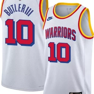 Nike Adult Golden State Warriors Jimmy Butler #10 Elegant Hardwood Classic White Jersey Must - Have for Jerseys Lovers
