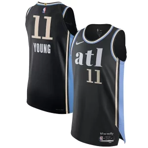 Nike Trae Young Atlanta Hawks Authentic Jersey City Edition Gorgeous Black Must - Have for Jerseys Lovers