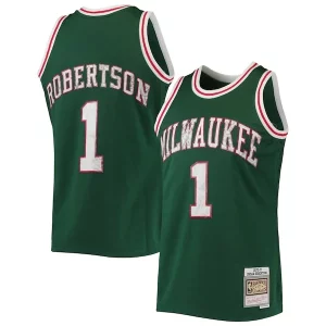 Oscar Robertson Elegant Milwaukee Bucks 1996/97 Hardwood Classics NBA 75th Anniversary Diamond Swingman Jersey Green Perfect for Game Day