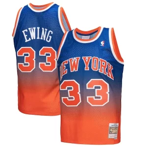 Patrick Ewing New York Gorgeous Knicks 1991/92 Hardwood Classics Fadeaway Swingman Player Jersey Orange/Royal Must - Have for Jerseys Lovers