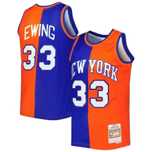 Patrick Ewing New York Premium Knicks Hardwood Classics 1991/92 Split Swingman Jersey Blue/Orange Must - Have for Jerseys Lovers