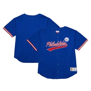 Philadelphia 76ers Hardwood Eye - catching Classics On The Clock Mesh Fashion Baseball Jersey Royal Perfect for Game Day