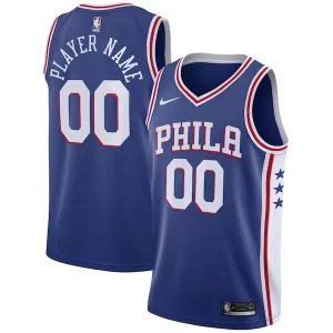 Philadelphia 76ers Nike Swingman Custom Jersey Blue Eye - catching Icon Edition Great for Fans