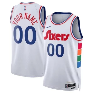 Philadelphia 76ers Nike Unisex 2024/25 Custom Swingman Jersey City Edition Unique White Perfect for Game Day