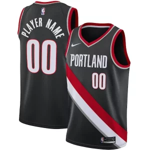 Portland Trail Blazers Nike Swingman Custom Jersey Fabulous Black Icon Edition Great for Fans