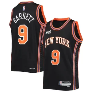 RJ Barrett New Trendy York Knicks Nike Youth 2021/22 Swingman Jersey City Edition Black Great for Fans