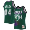 Ray Allen Milwaukee Bucks 1996/97 Premium Hardwood Classics NBA 75th Anniversary Diamond Swingman Jersey Green Must - Have for Jerseys Lovers