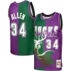 Ray Allen Milwaukee Bucks Hardwood Classics Trendy 1996/97 Split Swingman Jersey Green/Purple Perfect for Game Day