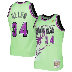 Ray Premium Allen Milwaukee Bucks 1996 97 Hardwood Classics Reload 3.0 Swingman Jersey Green Ideal for Collectors