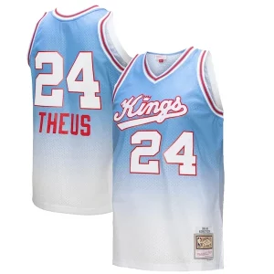 Reggie Trendy Theus Sacramento Kings 1985/86 Hardwood Classics Fadeaway Swingman Player Jersey White/Light Blue Ideal for Collectors