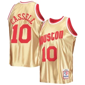 Sam Cassell Houston Premium Rockets 75th Anniversary 1993/94 Hardwood Classics Swingman Jersey Gold Must - Have for Jerseys Lovers