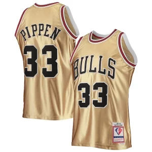 Scottie Pippen Chicago Bulls 75th Anniversary Unique 1997/98 Hardwood Classics Swingman Jersey Gold Great for Fans
